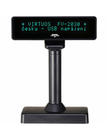 VIRTUOS FV-2030B 2x20 9 mm, USB, čierny VFD zákaznícky displej