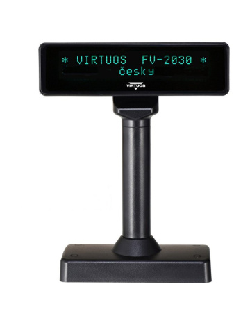 VIRTUOS FV-2030B 2x20 9 mm, sériový RS232, čierny VFD zákaznícky displej